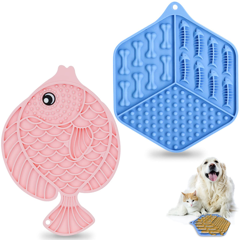 Ancistro Dog Lick Mat, 2 Pack Dogs & Cats Slow Feeder Licking Mat with Suction Cup, Pet Slow Feed Lick Pad for Boredom and Anxiety Reducer,Fun Alternative to Slow Feeder Dog Bowls,Dog Buddy & Soother - PawsPlanet Australia