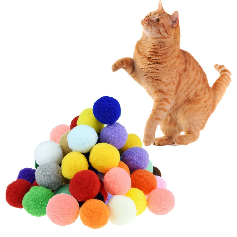 Premium 30pcs Soft Pom Pom Balls for Cats - Lightweight, Interactive, Assorted Colors - Plush Toy Balls for Kitten Training and Play - Pompon Pet Products for Cats - PawsPlanet Australia