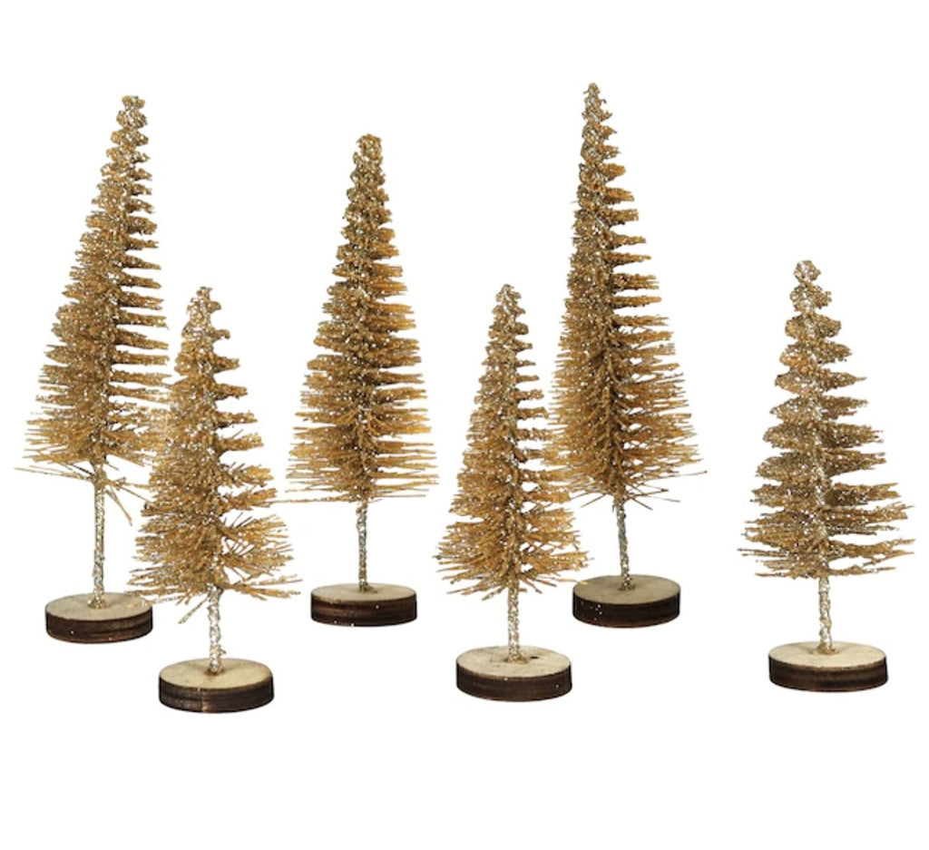 Small Gold 6 pc Tiny Gold Christmas Trees for Decorations On Tables Livingrooms Bathrooms Kitchen Offices Work Place - PawsPlanet Australia