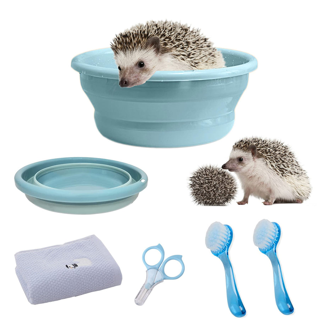 Foldable Hedgehog Bath Supplies Foldable Hedgehog Bathtub, Hedgehog Nail Clippers, 2PCS Bathing Brush, Bath Towel, Plastic Small Animal Swimming Pool, Guinea Pig Small Pet Sand Bath for Hedgehog - PawsPlanet Australia