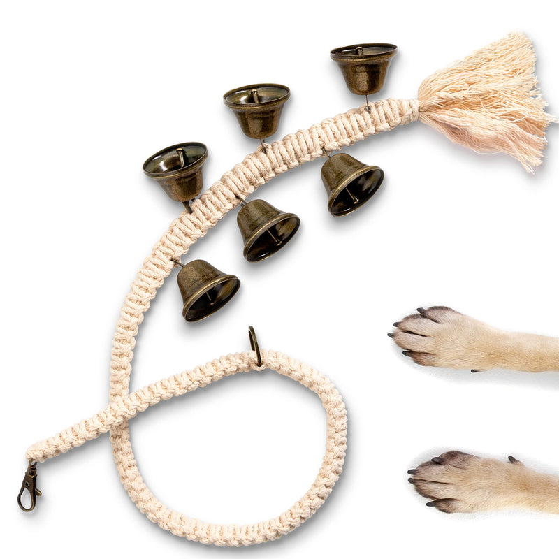 Zoomie Paws Macrame Hanging Door Bells for Dogs and Puppies - Antique Bells, Dog Bell for Potty Training, Pet Supplies, Bell for Dogs to Ring to Go Outside - 1 per Pack - PawsPlanet Australia