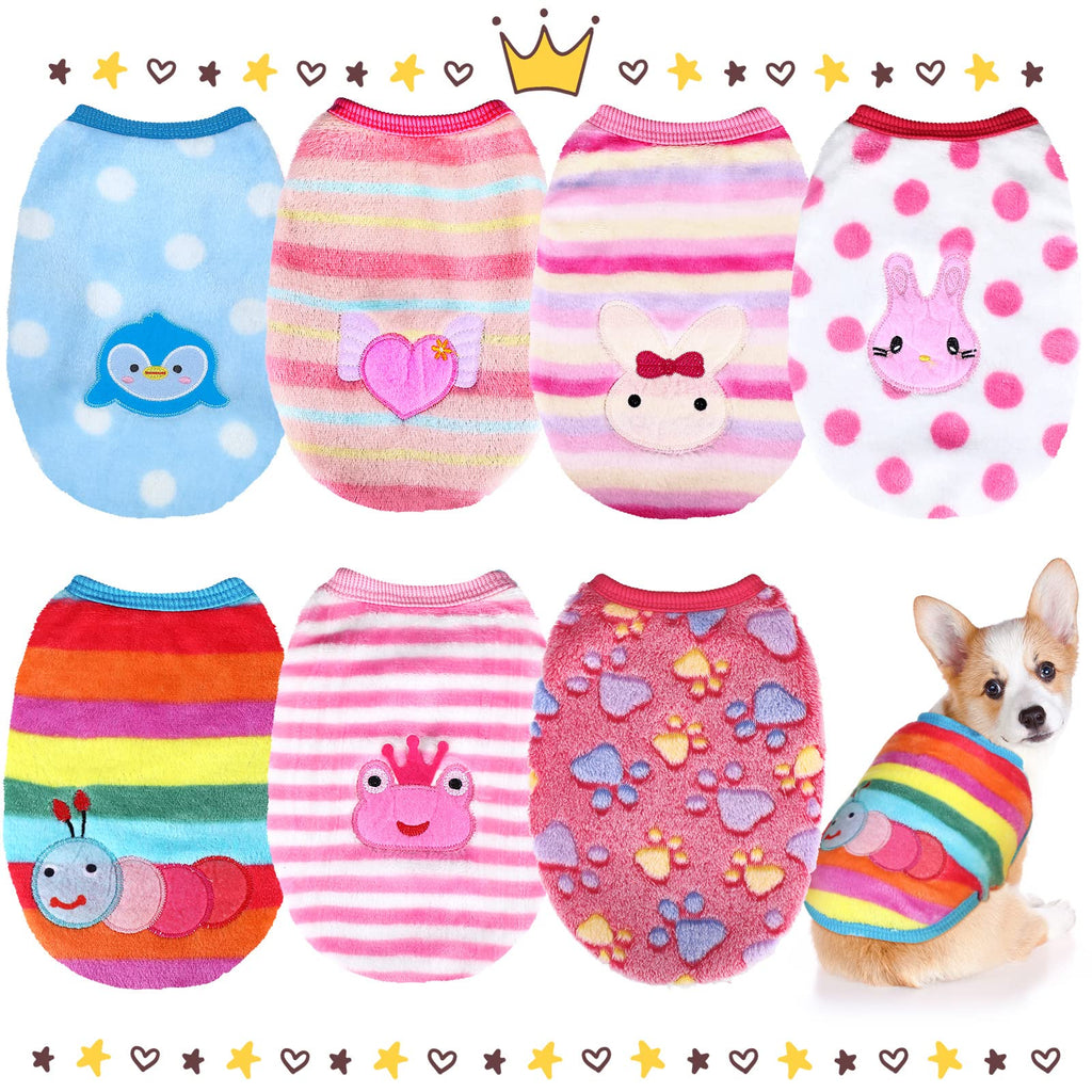 7 Pieces Small Dog Sweater Cute Dog Clothes Small Dog Clothes Winter Girl Puppy Clothes for Chihuahua Yorkies Dachshunds Male Female Warm Flannel Pet Sweaters Clothing Shirt Vest - PawsPlanet Australia