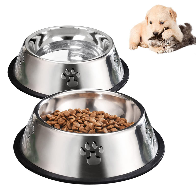 2 Stainless Steel Dog Bowls, Dog Feeding Bowls, Dog Plate Bowls with Rubber Bases, Small, Medium and Large Pet Feeder Bowls and Water Bowls XS-7oz - PawsPlanet Australia