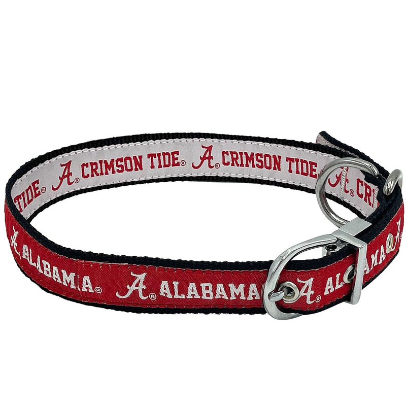 Reversible NCAA Dog Collar. Premium Home & Away Two-Sided Pet Collar Adjustable with Metal Buckle. Your Favorite NCAA Football Team with Unique Design on Each Side! Dogs & Cats Alabama Crimson Tide Medium - PawsPlanet Australia