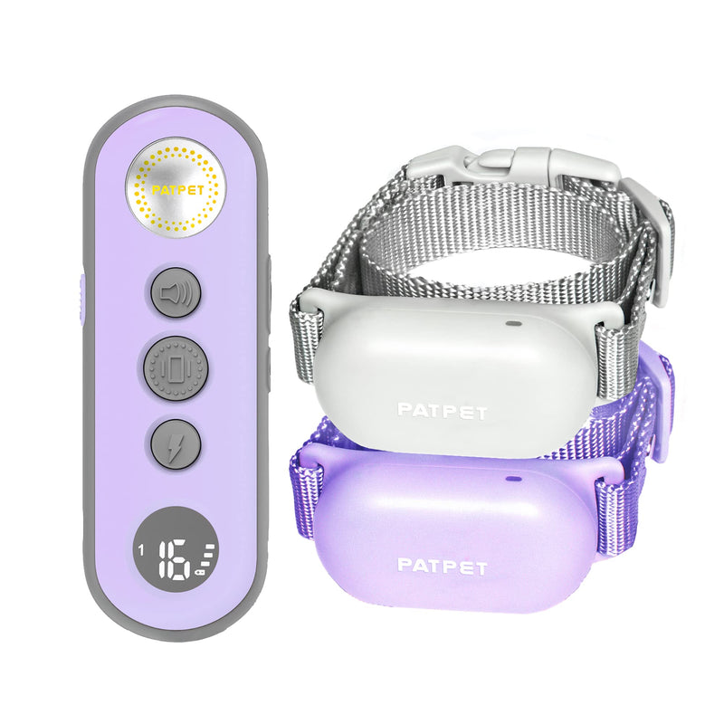 PATPET Shock Collar for Medium Dogs(8-110 lbs), Dog Training Collar with Remote for 2 Dogs Air purple - PawsPlanet Australia