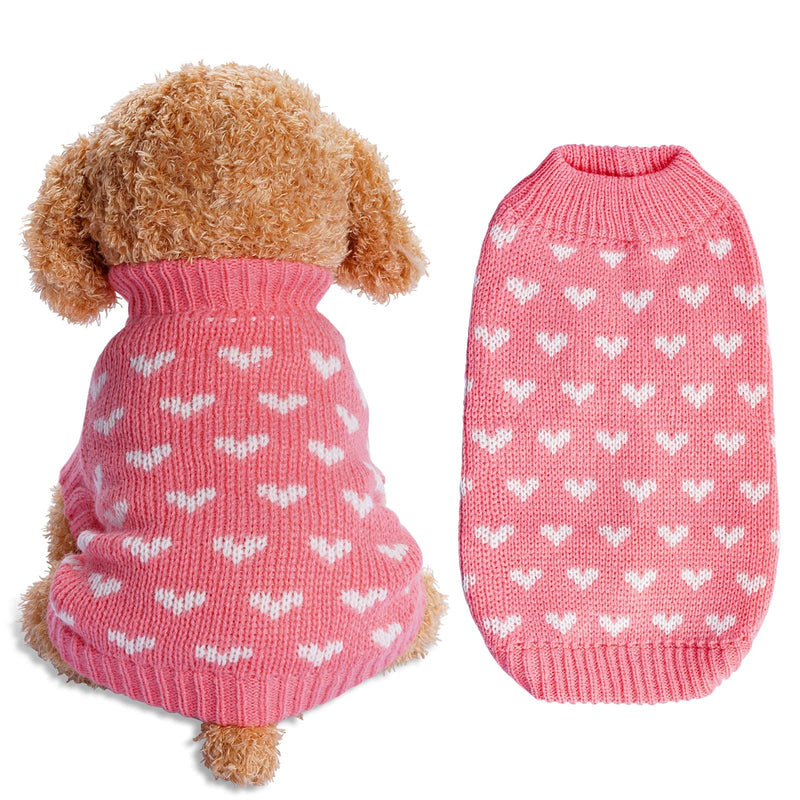 Dxhycc Dog Knitted Sweater Dog Heart Sweater Puppy Sweater Warm Soft Pet Holiday Clothes for Small Medium Cats and Dogs - PawsPlanet Australia