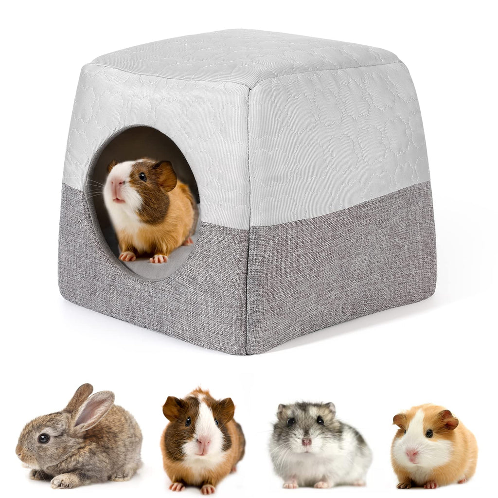 VavoPaw Guinea Pig Bed, 3-in-1 Small Animal Pets Houses Habitats Beds Warm Bunny Hideout Cave Accessory for Small Pets Hamster Chinchilla Ferret Rabbit Hedgehog Squirrel Gray - PawsPlanet Australia