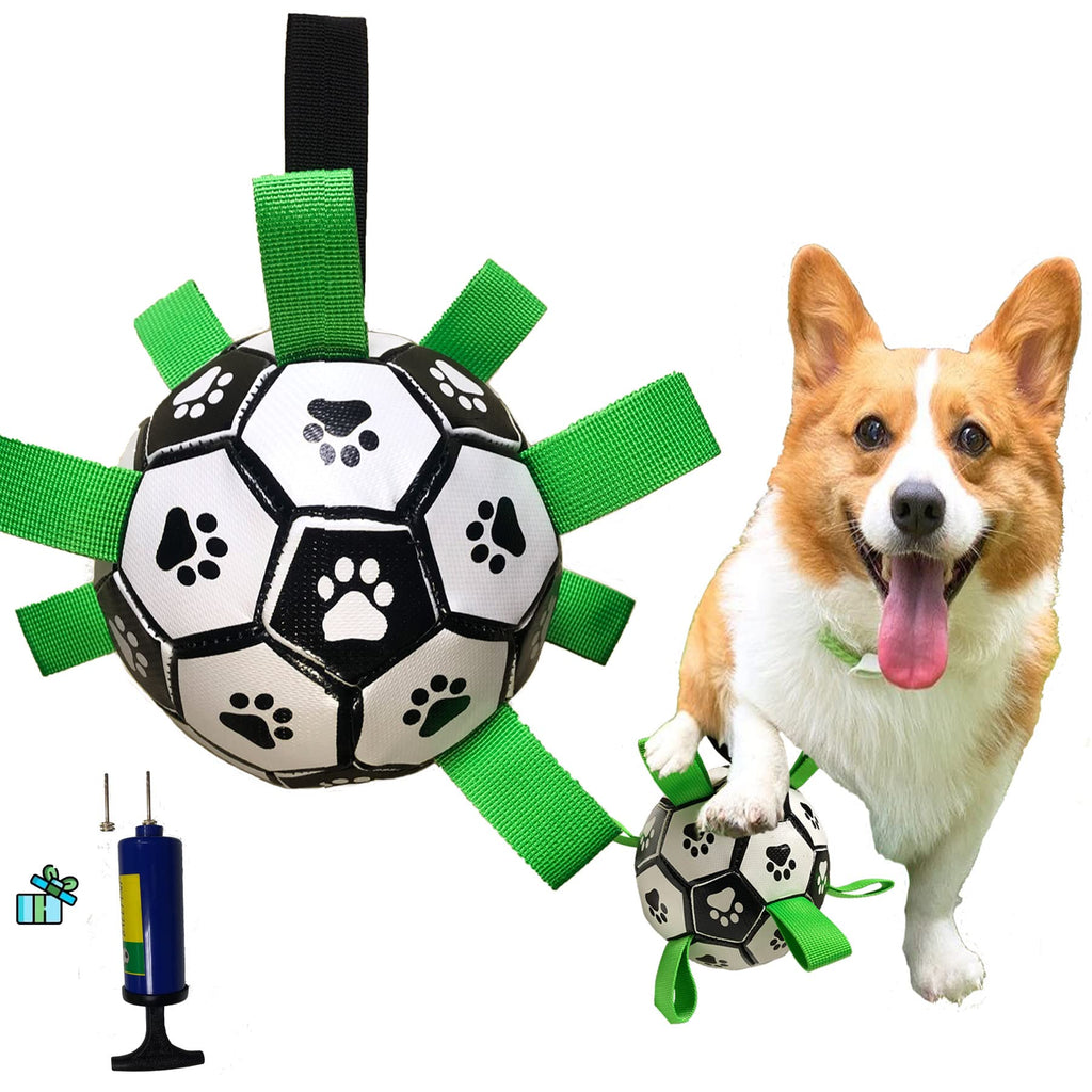 Interactive Soccer Ball Toy with Grab Tabs,Dog Birthday Gift,Jolly Ball for Dog,Durable Puppy Toy for Tug of War,Water Ball for Small&Medium Dog,Indoor Outdoor Dog Football,Training Dog Ball,pet Ball Interactive Dog Soccer Ball(1PACK) - PawsPlanet Australia