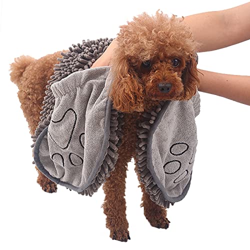 Fluffy Puppy Super Absorbent Quick Drying Microfiber Shammy Towel with Hand Pockets for Small Medium and Large Dogs, Machine Washable 40inch x 14inch - PawsPlanet Australia