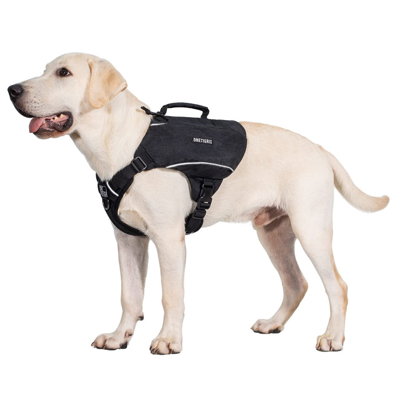 OneTigris Y-Shaped Dog Backpack with Handle, Pockets & No Pull D-Rings, Lightweight Hiking Gear for Dogs Hunting Camping Travel Medium Black - PawsPlanet Australia
