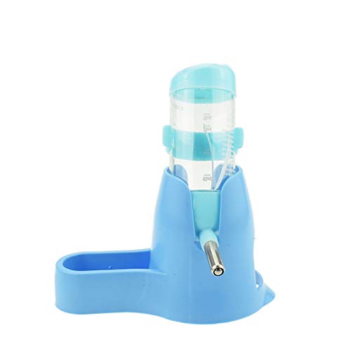 Newweic Small Animal Water Bottles 2 in 1 Free Standing Bottle with Stand and Food Bowl Cage Hanging Water Dispenser Suitable for Hamsters Bunny and Other Small Pets Rodents 80ml Blue - PawsPlanet Australia