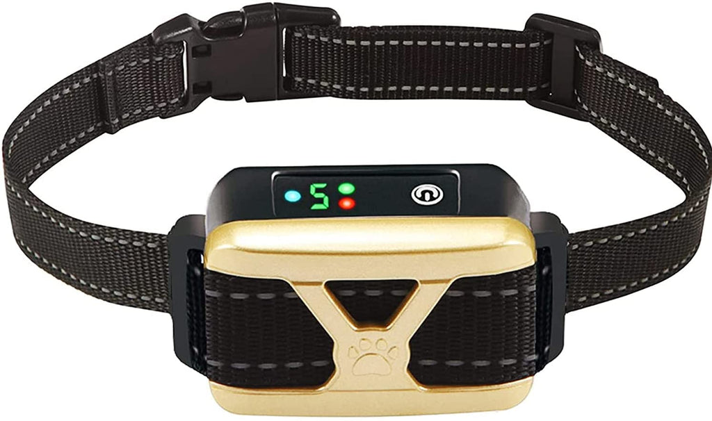 Esosy Bark Collar, Rechargeable Dog Barking Control Training Collar with Beep, Vibration and Shock for Small, Medium, Large Dogs Gold - PawsPlanet Australia