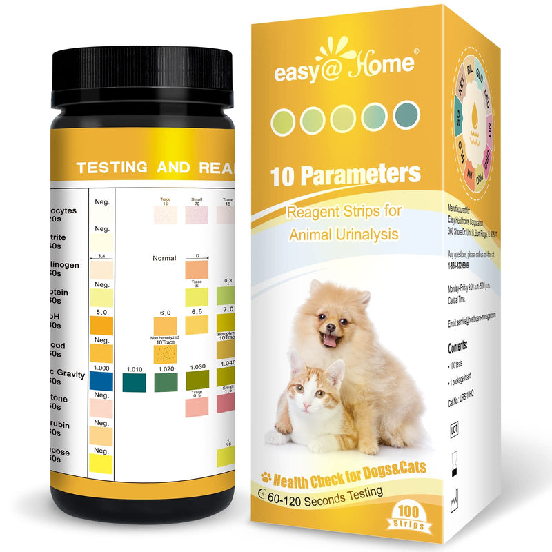 Easy@Home Pet Urine Test: Vet-10 Urine Test Strips for Dogs & Cats 10 Parameters Animal Urinalysis Reagent Strips - Detect Urinary Tract Infection UTI Diabetes Bladder Kidney Liver Function 100 Counts - PawsPlanet Australia