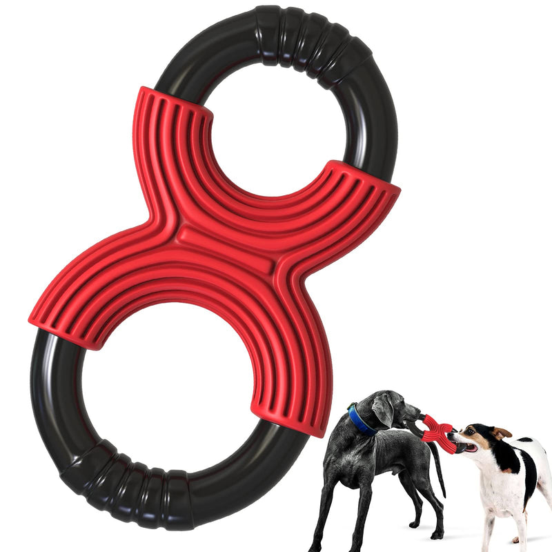Dog Toys for Aggressive Chewers Large Breed - Ackerman Dog Squeaky Toys Indestructible Dog Toys, Non-Toxic Rubber Made Tough Durable Dog Chew Toys Black + Red -- Rubber + Nylon--Bacon Flavor - PawsPlanet Australia