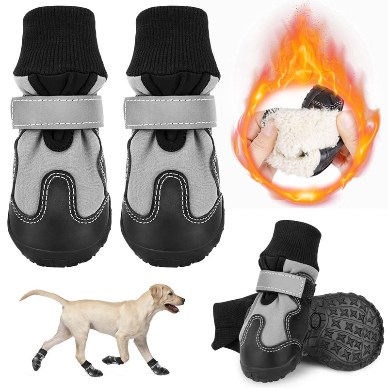Lukovee Dog Booties, Fleece Lined Winter Dog Shoes for Small Medium Large Size Dogs, Anti-Slip Rubber Boots Waterproof Paw Protector for Outdoor Walking Running Rain Cold Snow Weather Size 2: L2.4" * W2.0" - PawsPlanet Australia