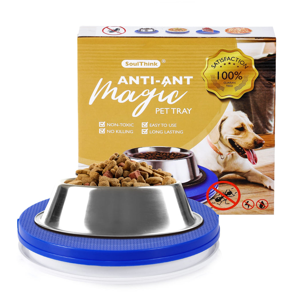 SoulThink Ant Proof Cat Dog Bowl Tray - 2022 New Innovation Anti Ant Pet Food Dish Indoor No Chemical No Water Needed Different from Traditional Ant Trap - PawsPlanet Australia