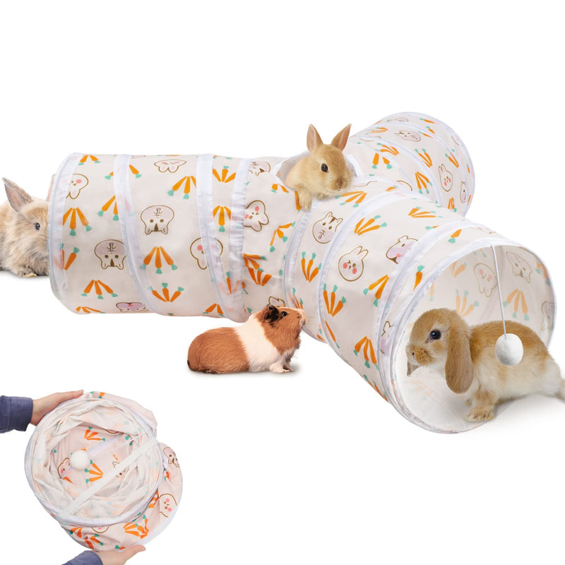 YUEPET Bunny Tunnels 3 Way Play Tubes Collapsible Rabbits Toys Small Animal Hideout for Rabbits Bunny Guinea Pigs Chinchilla Sugar Glider - PawsPlanet Australia