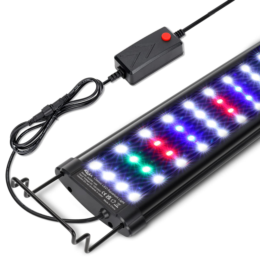 AQQA Aquarium Light,Full Spectrum LED Fish Tank Lights,12"-54" Adjustable Multi-Color White Blue Red Green LEDs with Extendable Brackets,14W-31W for Freshwater Plants 14W(12"-18") 14W(12"-18") - PawsPlanet Australia