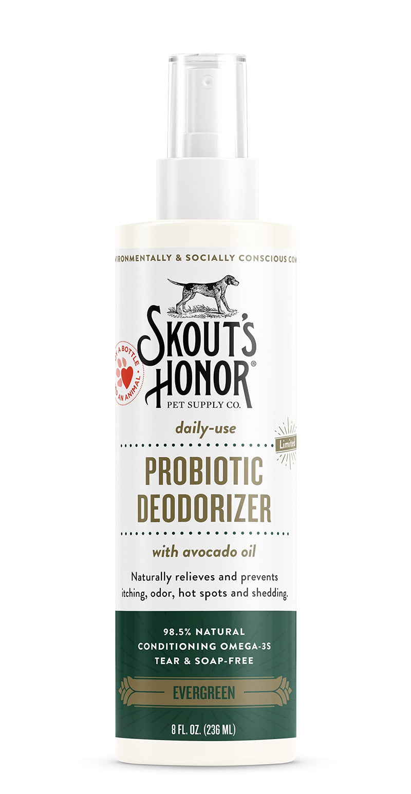 SKOUT'S HONOR: Probiotic Deodorizer - 8 fl. oz. - Evergreen - Hydrates and Deodorizes Fur, Supports Pet’s Natural Defenses, PH-Balanced and Sulfate Free - Avocado Oil - PawsPlanet Australia