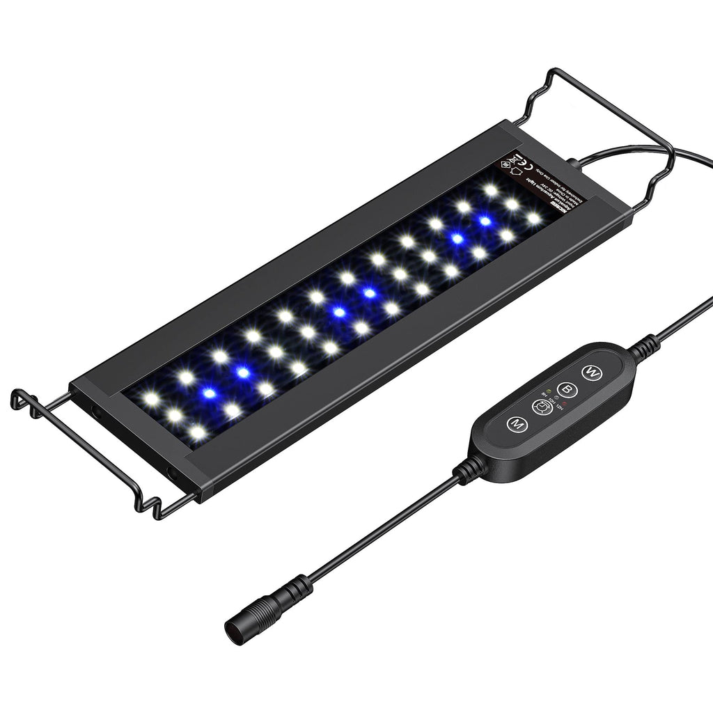 NICREW AquaLux White and Blue LED Aquarium Light, Intensity Adjustable Freshwater Fish Tank Light with 8/10/12 Hours Timer, Sunrise and Sunset Function, 12-18 Inch, 6 Watts 12 - 18 in - PawsPlanet Australia