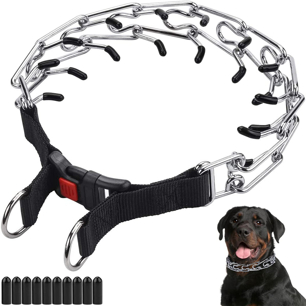 CBBPET Prong Collar for Dogs, Adjustable Dog Choke Pinch Training Collar with Comfort Rubber Tips for Small Medium Large Dogs S/2.5mm (Neck: 14"--16'' Weight:35 lbs) Silver - PawsPlanet Australia