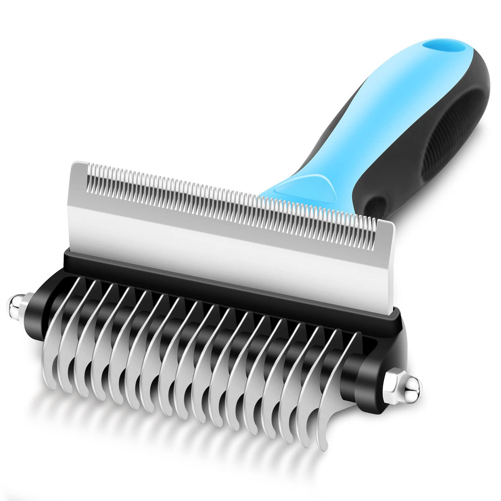 ACKZOT Professional Undercoat Rake Brush for Dogs & Cats, Pain-Free Pet Grooming Rake, Gently Removes Loose Undercoat, Mats & Tangled Hair, Great for Short to Long Hair Breeds - PawsPlanet Australia