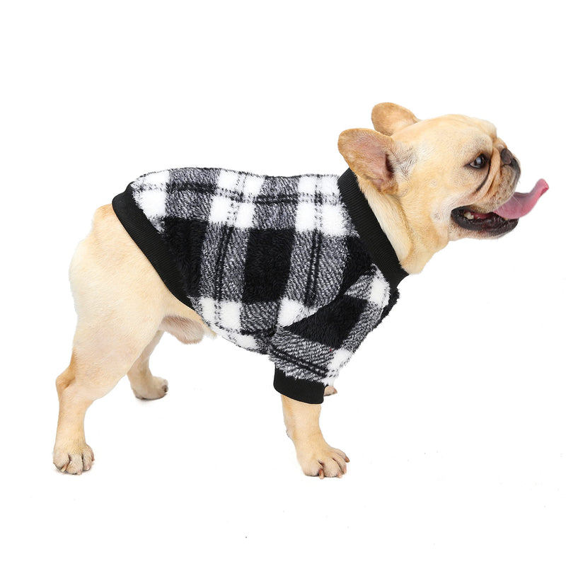 Basic Dog Hoodie Pet Clothes Sweater with Hat, Solid Color Casual Sports Hoodie Sweatshirt for Small Medium Dogs Black & White Plaid - PawsPlanet Australia