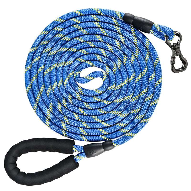 NTR Dog Leash, 5FT 10FT 15FT 20FT 30FT 50FT 100FT Heavy Duty Leash with Swivel Lockable Hook and Comfortable Padded Handle, Walking, Hunting, Camping, Yard for Small Medium Large Dogs 5ft*1/2" Blue - PawsPlanet Australia