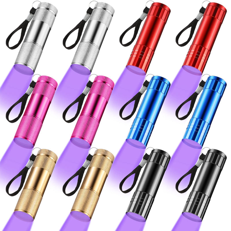 12 Pack UV Flashlight Black Light 6 Color LED Portable Black Light Detector 9 LED Handheld UV Light Mini UV LED Flashlights for Dog Cat Urine Pet Stains Bed Scorpion Dry Stain, Battery Not Included - PawsPlanet Australia