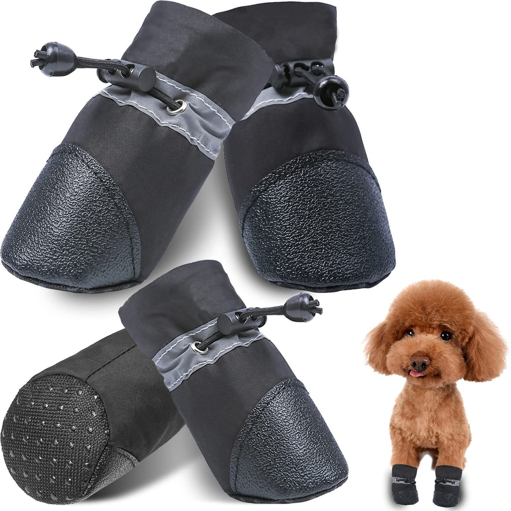 TEOZZO Dog Shoes, Waterproof Dog Boots Small Medium Size Dogs & Paw Protectors Dog Booties 4PCs Size 3: 1.18"(Width) Black - PawsPlanet Australia