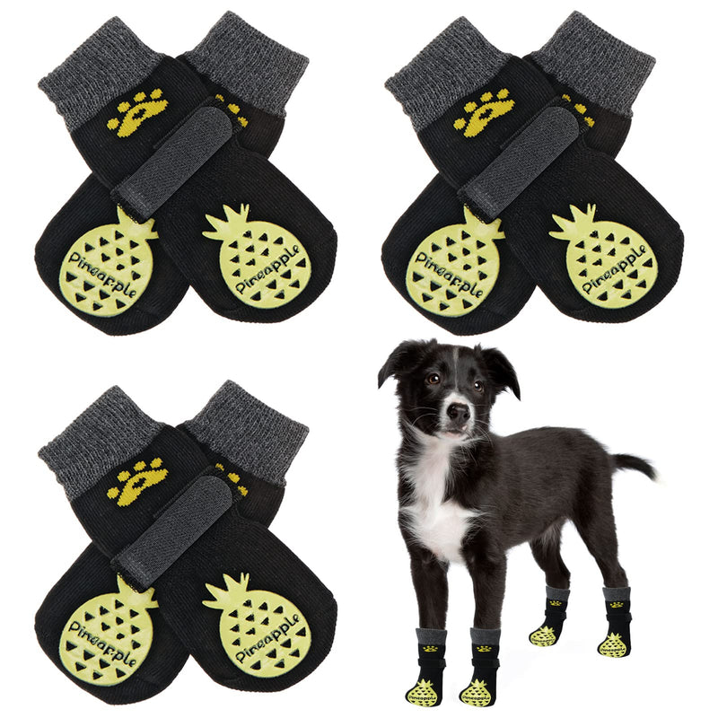 BEAUTYZOO Anti-Slip Dog Socks with Grips for Small Medium Large Dogs Double Side Traction Control Non-Skid for Hardwood Floor Protection Pineapple - PawsPlanet Australia