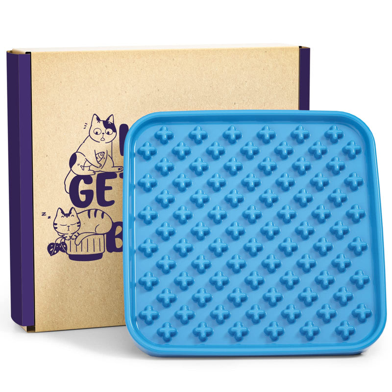 LE TAUCI PET Ceramic Slow Feeder Bowl for Cat and Small Dog, Lick Mat for Wet Food and Dry Food, Cat Food Puzzle Feeder, IQ Pet Treat Mat, Dog Feeder, Slow Bowl, Puppy Bowl, Great Gift for Pet Blue Cross - PawsPlanet Australia