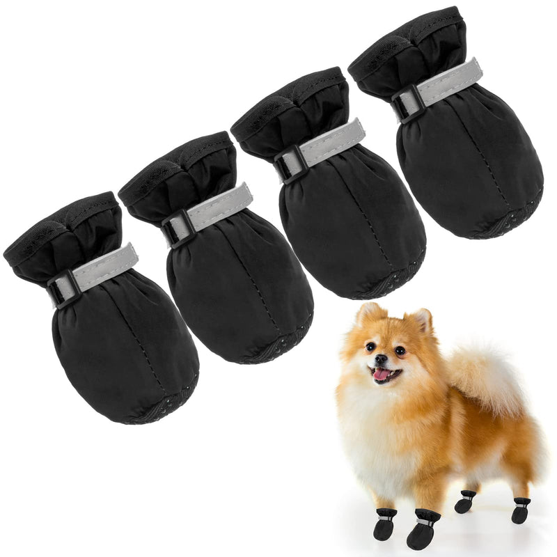 BINGPET Anti-Slip Dogs Boots - Dog Paw Protectors with Reflective Straps for All Seasons, Dog Summer Breathable Shoes for Small Medium Dogs for Protecting Wood Floors and Furniture Black - PawsPlanet Australia