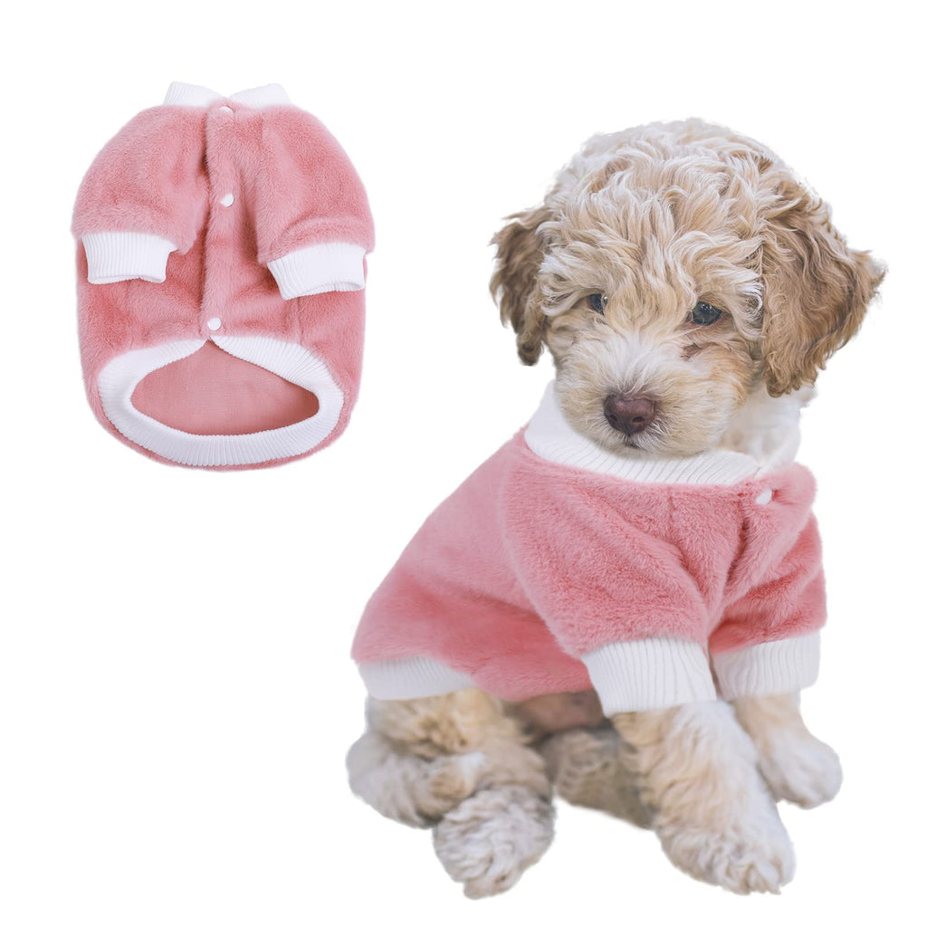 LETSQK Dog Hoodie Pink Pullover Hoody Knitwear Turtleneck Sweater for Puppy, Soft Fleece Pet Sweater,Winter Puppy Sweater Clothes for Dogs Cat Small - PawsPlanet Australia