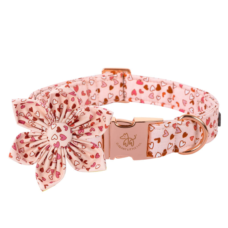 Elegant little tail Dog Collar, Cute Detachable Dog Collar with Flower, Gift Pet Collar Adjustable Dog Collar for Large Medium Small Dogs X-Small (Pack of 1) 1Pink Heart - PawsPlanet Australia