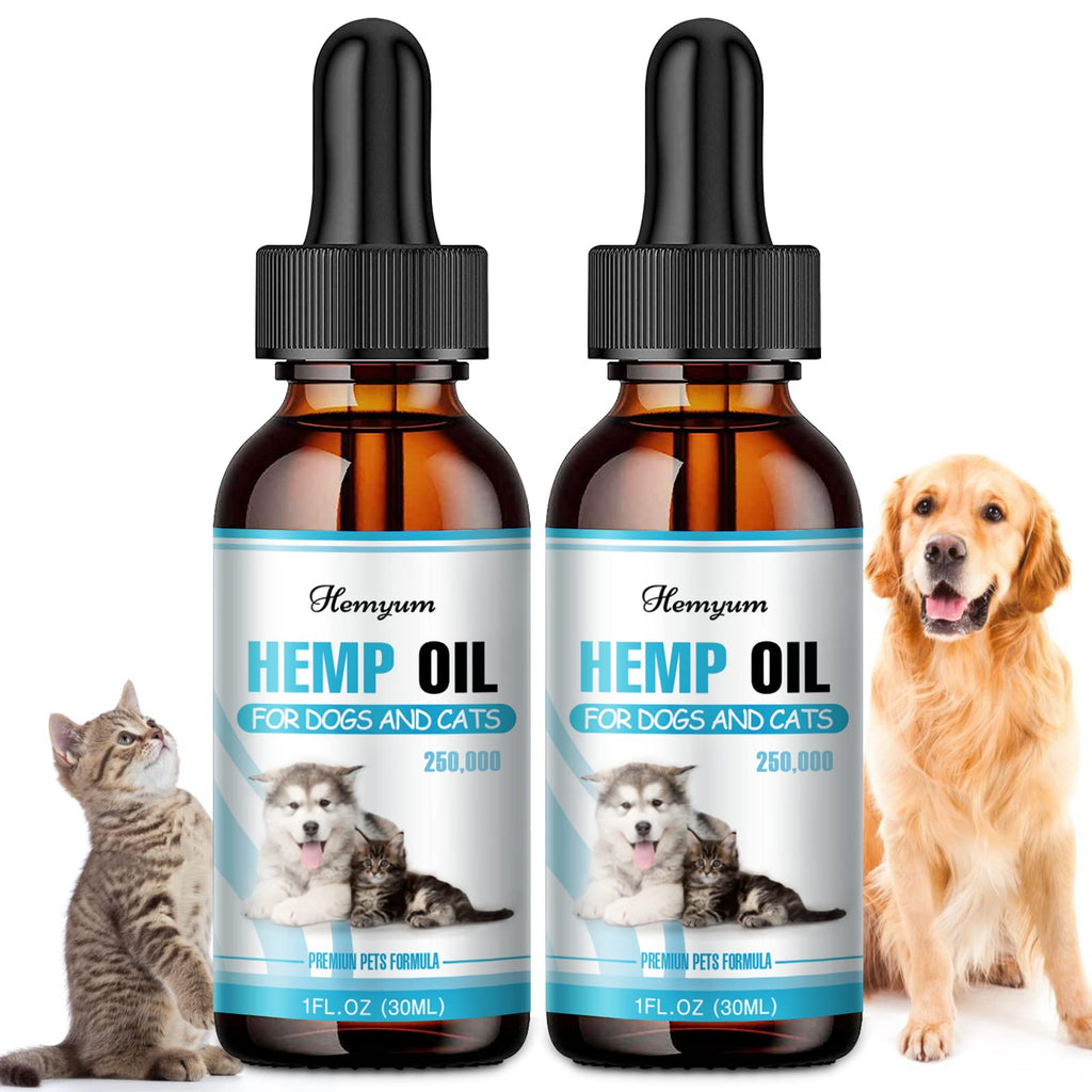 Organic Hemp Oil for Dogs and Cats - for Pain Anxiety Stress Calm Relief - Natural Pets Hemp Oil Extract Treats Calming Drops Tincture - Supports Hip Joints Sleep, Coat and Skin Health 2-Pack - PawsPlanet Australia