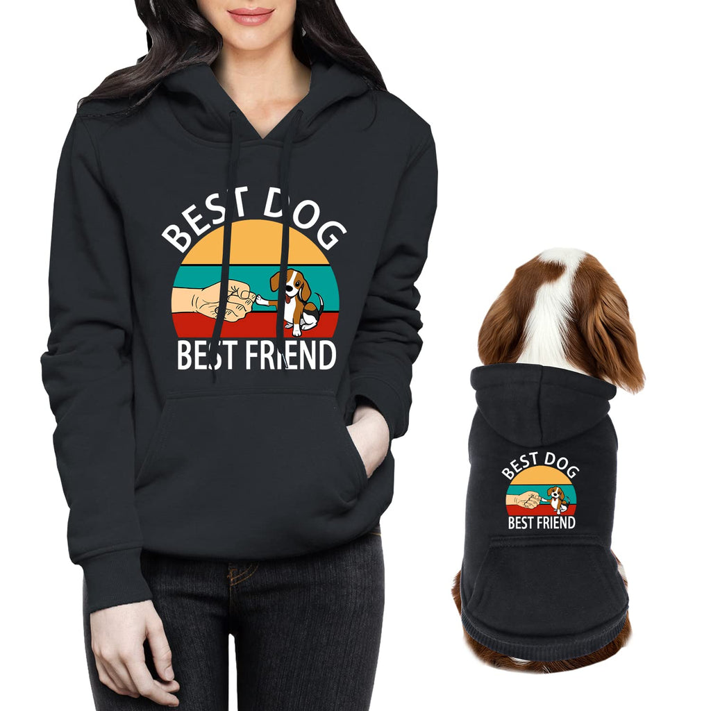 Dog and Owner Matching Hoodies Velvet Warm, Customize Women Mommy Hoodie Matching Doggie Hoodie, Dog and People Matching Clothes, Pet and Pet Owner Clothes are Sold Separated Small Pet-Black - PawsPlanet Australia