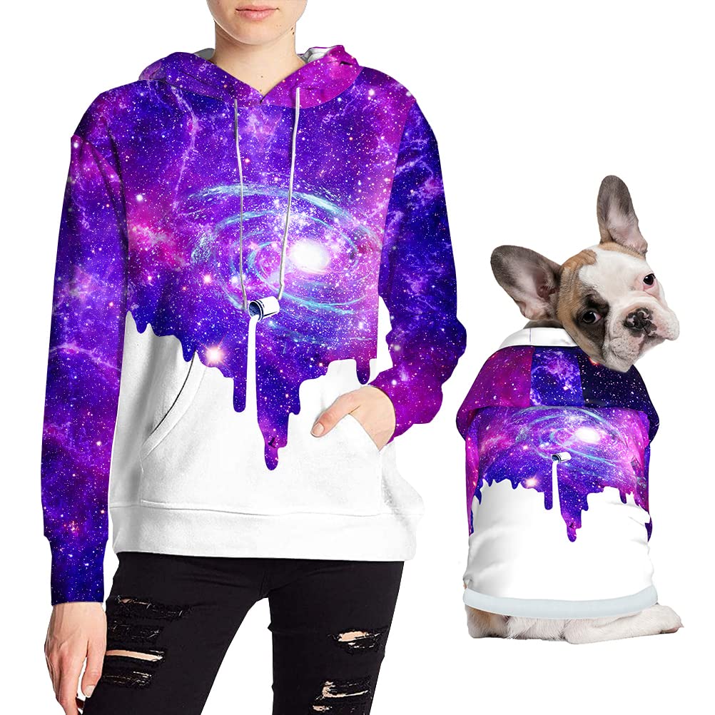 Dog and Owner Matching Hoodies with Light Flannel Inside, 3D Technology Dog and People Matching Sweatshirt, Pet and Pet Owner Matching Clothes, Pet and Owner Clothes are Separately Packed Small Pet-Milk - PawsPlanet Australia