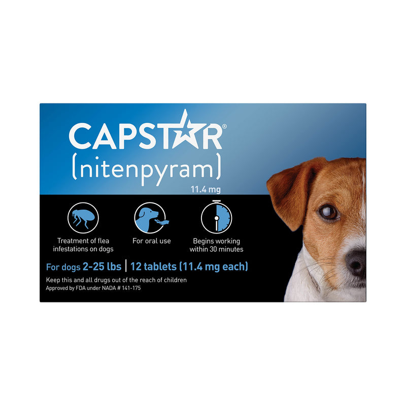Capstar Oral Flea Treatment for Small Dogs (2-25 lbs), Fast Acting, 12 Tablets - PawsPlanet Australia