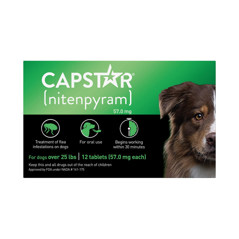 Capstar Oral Flea Treatment for Medium & Large Dogs (Over 25 lbs), Fast Acting, 12 Tablets - PawsPlanet Australia