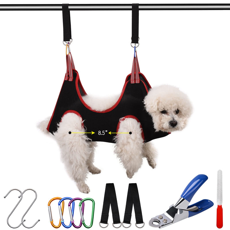 ATO-DJCX Pet Dog Grooming Hammock,Dog Cat Hammock Restraint Bag for Pet,Breathable Dog Grooming Helper for Trimming Nail and Ear/Eye Care,with Dog Nail Clippers/Trimmer, Free Nail File and Carabiner S Black-For Small Dogs - PawsPlanet Australia