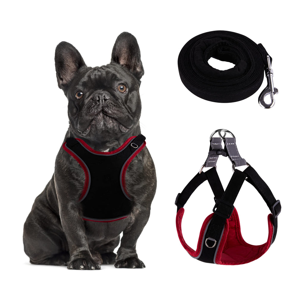 Dog Harness and Leash Set Dog Chest Strap Pet Vest Harness with Handle Adjustable Reflective Dog Harness for Small Dog Medium Dog Cat Small(Chest:18.5''-24'') Black&Red - PawsPlanet Australia