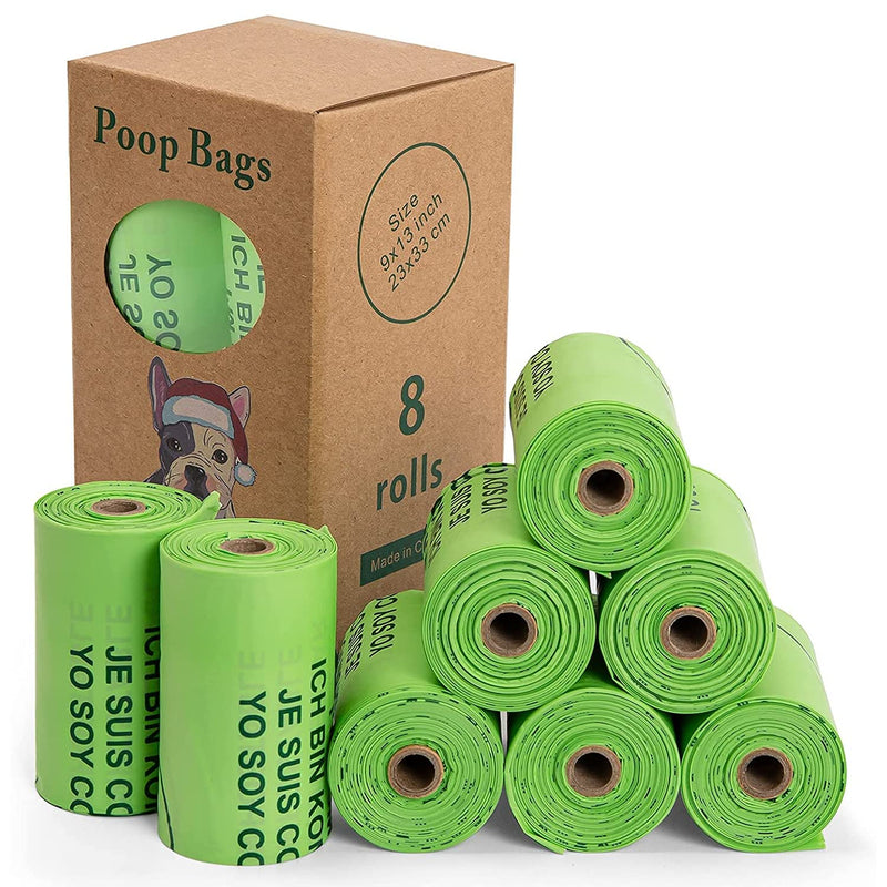 Poop Bags for Dog Waste, Tear Resistant, Thick Plastic, Guaranteed Leak-proof, Scented 120 Counts 8 Rolls, Each Dog Poop Bag Measures 9 x 13 Inches - PawsPlanet Australia