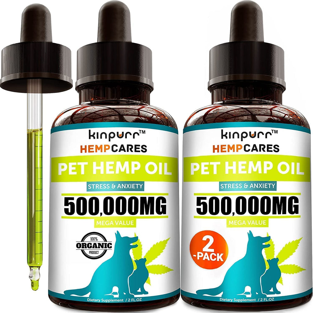 (2 Pack) Hemp Oil for Dogs and Cats - Natural Calming Aid - Helps with Discomfort, Stress, Anxiety - 500,000 MG Pet Hemp Oil Drops for Immunity, Hip and Joint Health - Omega 3, 6, 9 - American Quality Pack of 2 - PawsPlanet Australia