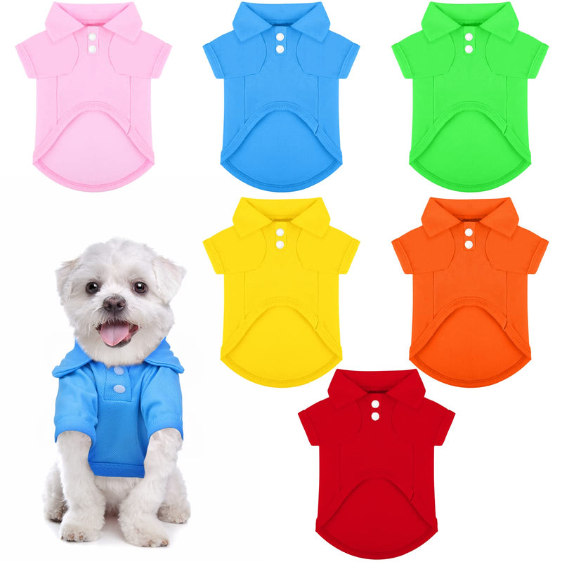 Pedgot 6 Pack Dog Shirts Pet Puppy T-Shirt Clothes Outfit Apparel Coats Tops Dog Cotton Shirt Cat T-Shirt Blue, Red, Orange, Yellow, Green, Pink Small - PawsPlanet Australia