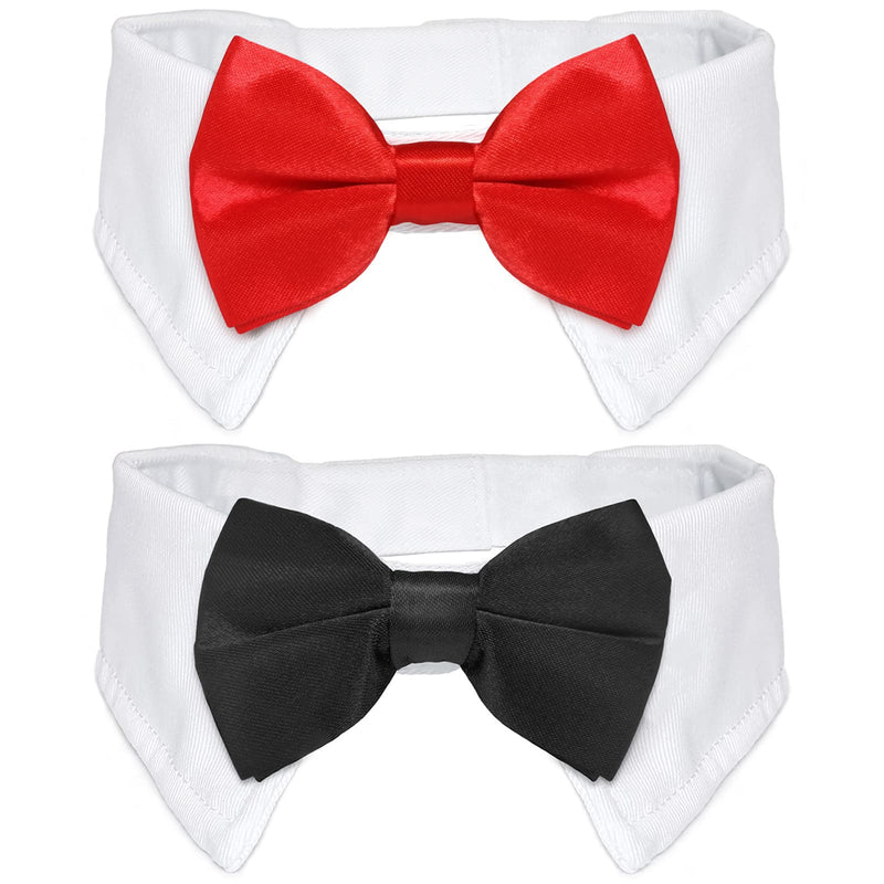 Dog Bow Tie for Large Dogs Male, KOOLMOX Formal Bow Ties for Pet, Dog Bowtie for Medium Large Sized Dogs Tuxedo Tux Suits, Pet Wedding Birthday Valentines Day Grooming, 1 Pc Black & 1Pc Red - PawsPlanet Australia