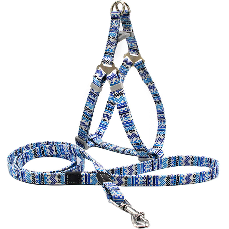 PETPUBGNZS No Pull Dog Harness and Leash Set Soft Adjustable Basic Puppy Dog Chest Vest Halter Harnesses for Small Medium Large Breeds Dogs Cats Outdoor Easy Walking Pet Harness blue Striped - PawsPlanet Australia