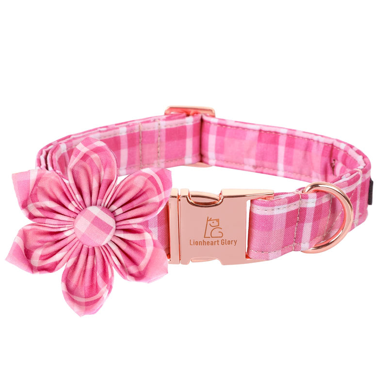 Lionheart Glory Dog Collar, Dog Collar with Flower, Cute Floral Pattern Pet Collar Adjustable Dog Collar for Small Medium Large Dogs X-Small (Pack of 1) 1Pink Love - PawsPlanet Australia