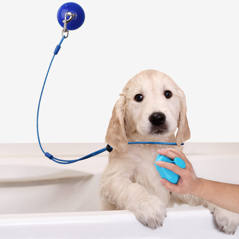 Petbobi Dog Bathing Tether with Suction Cup, Dog Grooming Tub Restraint Including Silicone Suction Cup + Adjustable Collar Dog Leash + Soft Bath Brush for Fixed Dogs During Pet Shower and Grooming - PawsPlanet Australia