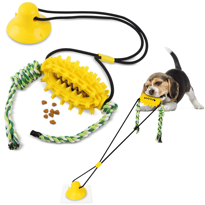 Petbobi Dog Toys for Aggressive Chewers, Suction Cup Dog Rope Toys for Small & Medium Sized Dogs, Interactive Toy Dog for Boredom, Teeth Cleaning& Molar, Tug of War& Training Ball Toy, Yellow - PawsPlanet Australia